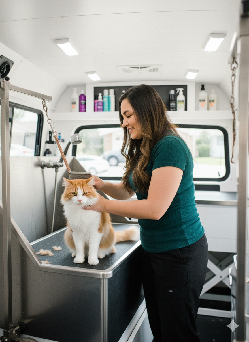 Olivia s'occupant d'un chat